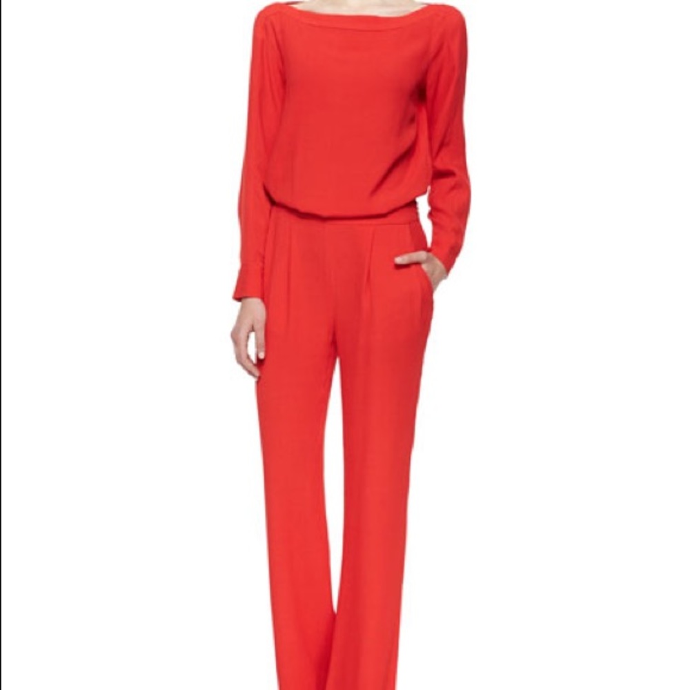 Diane Avon Furstenberg Red Long Sleeve Jumpsuit